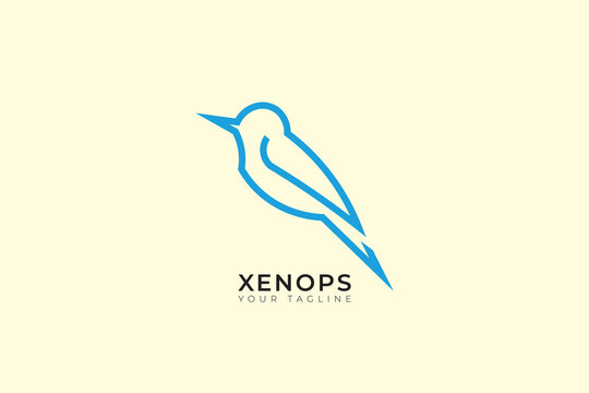 Abstract logo of xenops bird, abstract colorful xenops logo, xenops line vector illustration
