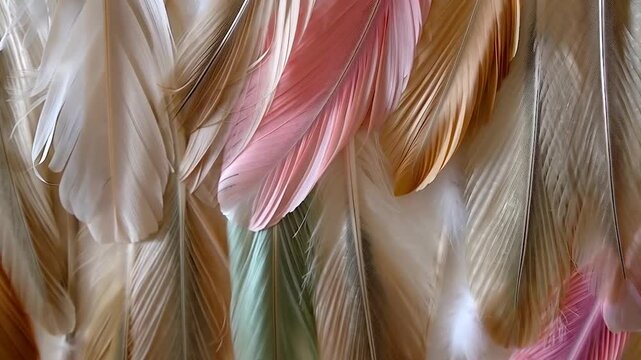 "Feather Veil: A Dreamy Pastel Tapestry"

