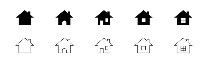 Collection home icons. House symbol. Set of real estate objects.