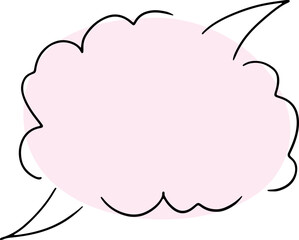 general thought cloud hand drawn broken black outlines with a rounded pink fill