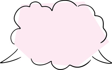 illustration with general thought cloud hand drawn broken black outlines with polygonal pink fill