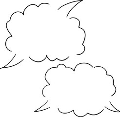 two dialogue thought clouds hand drawn broken black outlines