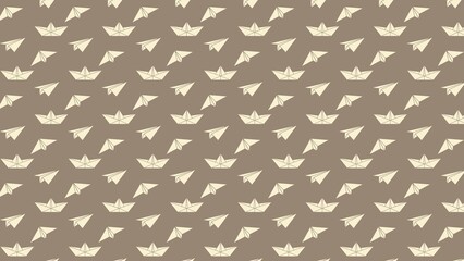 seamless vector  pattern with paper boats and planes
