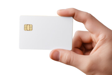 Hand Holding Blank White Payment Card With ChipYou've reached our limit of messages per hour Please try again later