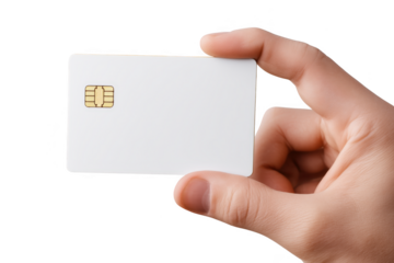 Hand Holding Blank White Payment Card With ChipYou've reached our limit of messages per hour Please try again later