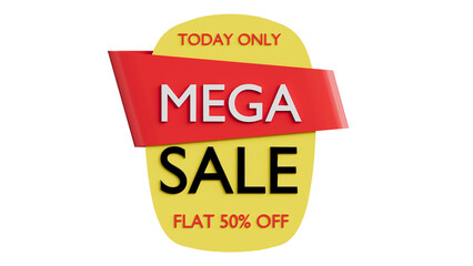 Mega Sale Banner with 50% Discount – Promotional Advertising Graphic