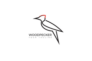 Woodpecker abstract silhouette logo, minimalist woodpecker logo design