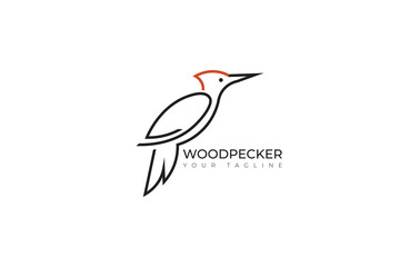 Woodpecker abstract silhouette logo, minimalist woodpecker logo design