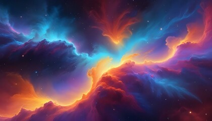 Obraz premium Stunning, colorful view of a nebula in space, with swirling clouds and bright stars.