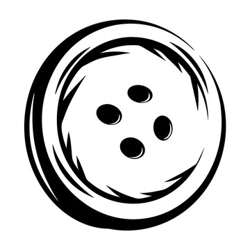 Stylized illustration of a four hole sewing button with a decorative edge