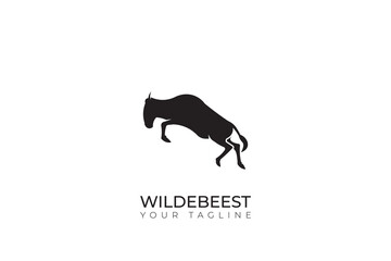 Wildebeest animal black silhouette logo, wildebeest minimalist logo