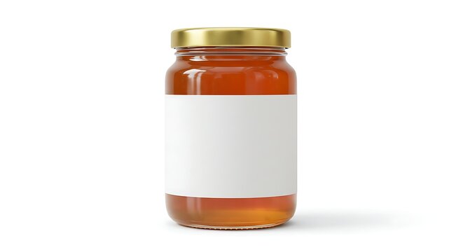 Honey jar with blank label for branding mock-up