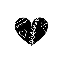 creative details Outline silhouette Broken heart icon vector illustration