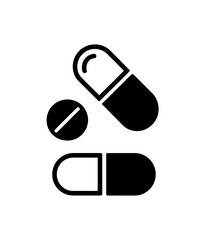 Pills capsules and tablets medical treatment icon