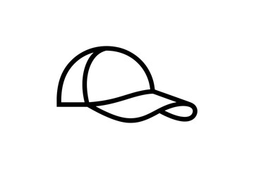 Baseball cap outline vector illustration simple