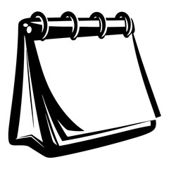 Black and white desk calendar showing a blank page ready for filling