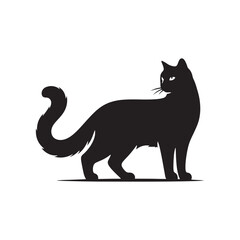 Russian Blue Cat Vector Silhouette: Sleek, Short-Haired Feline with Bright Green Eyes and Luxurious Blue Coat, Captured in a Minimalist Outline for Elegant Pet Designs.

