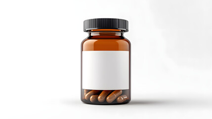 Medication bottle with capsules studio setting product photography minimalist environment close-up view health concept