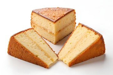 Close-Up of Moist Golden-Brown Pound Cake Slices on White Background