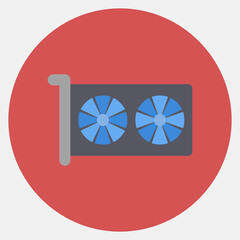 Icon video graphics. Computer components elements. Icon in color mate style.