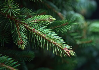 Close-up of evergreen pine needles in natural lighting.