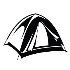 Bold black and white camping tent illustration ready for outdoor adventure
