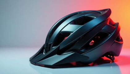 Fototapeta premium Close-up of a sleek bicycle helmet, showcasing its design and safety features , bicycle gear, helmet material, stylish helmet