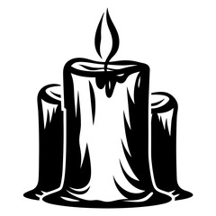 Three Candles, Lit, Melted, Dark and Bold, Ready for a Dark Night