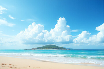 sandy beach with waves crashing on the sand