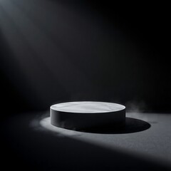 Minimalist Product Display: A minimalist product display featuring a circular podium bathed in dramatic lighting,  evoking a sense of elegance and mystery.