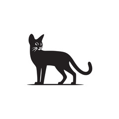 Elegant Savannah Cat Silhouette Vector Design – Exotic Hybrid Feline Outline Illustration Featuring Graceful Posture, Spotted Coat Detail, and Sleek Form for Artistic, Decorative, and Branding Use.
