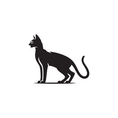 Elegant Savannah Cat Silhouette Vector Design – Exotic Hybrid Feline Outline Illustration Featuring Graceful Posture, Spotted Coat Detail, and Sleek Form for Artistic, Decorative, and Branding Use.
