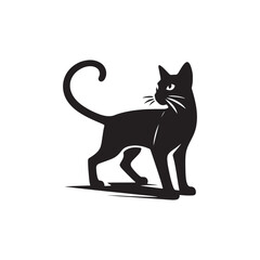 Elegant Savannah Cat Silhouette Vector Design – Exotic Hybrid Feline Outline Illustration Featuring Graceful Posture, Spotted Coat Detail, and Sleek Form for Artistic, Decorative, and Branding Use.
