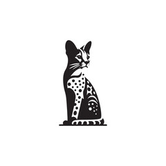 Elegant Savannah Cat Silhouette Vector Design – Exotic Hybrid Feline Outline Illustration Featuring Graceful Posture, Spotted Coat Detail, and Sleek Form for Artistic, Decorative, and Branding Use.
