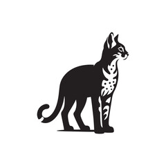 Elegant Savannah Cat Silhouette Vector Design – Exotic Hybrid Feline Outline Illustration Featuring Graceful Posture, Spotted Coat Detail, and Sleek Form for Artistic, Decorative, and Branding Use.
