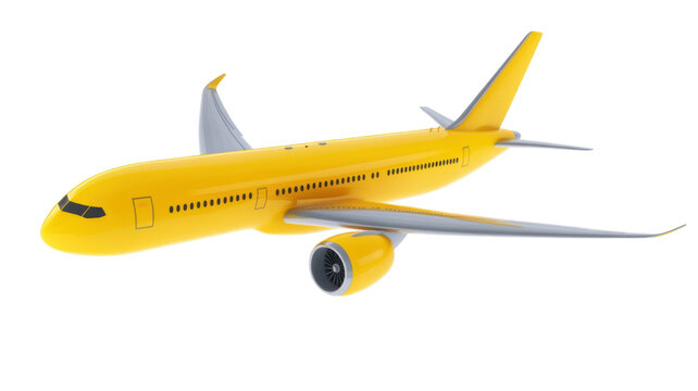 Yellow Plane Aircraft Icon Isolated on White Background