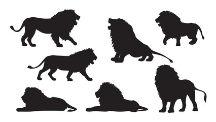 Lion Silhouettes 7 Vectors