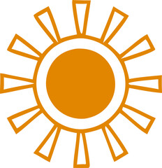 Yellow Sun Icon PNG – Bright Sun Symbol with Transparent Background, Sunny Day Icon for Designs