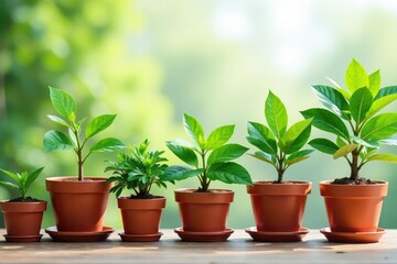 Fototapeta premium Vibrant potted plants in various sizes and types, showcasing healthy foliage , desk plants, green