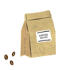 水彩の手描きのコーヒー豆のイラスト