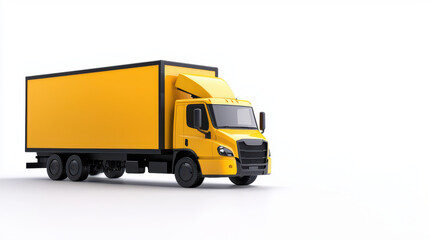 Bright yellow delivery truck with large cargo box stands out against white background, symbolizing efficiency and reliability in transportation