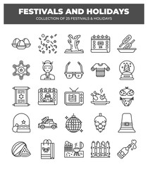 Collection of 25 Festivals and Holidays. Iconic Seasonal Events and Cultural Celebrations