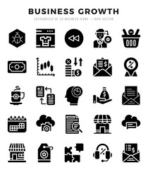 Simple Set of Business Growth Related Vector Glyph Icons.