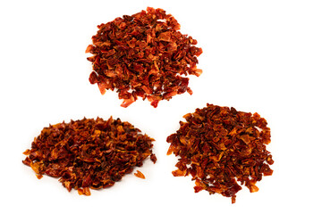 Dried tomatoes isolated on a white background.