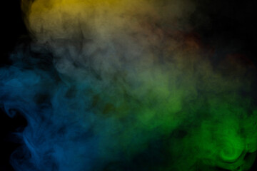 Red and green steam on a black background.