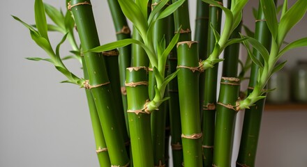 Fototapeta premium Lucky bamboo plant closeup