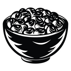 A Delicious Bowl of Creamy Pasta or Cereal A Black and White Vector Illustration