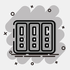 Icon data center. Computer components elements. Icon in comic style.