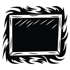 Fiery Frame Black and White Graphic Design Element