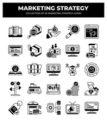 Collection of 25 Marketing Strategy Icons: A Visual Guide to Business Growth